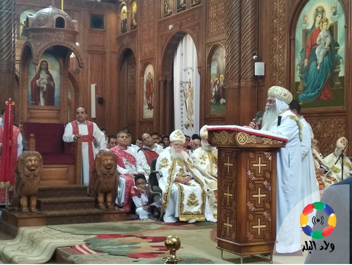 نيافة الأنبا إبرام مطران الفيوم يلقي كلمته في قداس عيد القيامة 