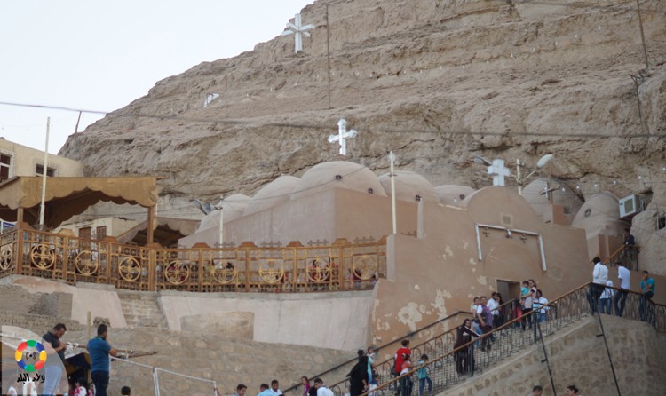 ديرالسيدة العذراء ويحيطه المغارات بجبل الغنايم 