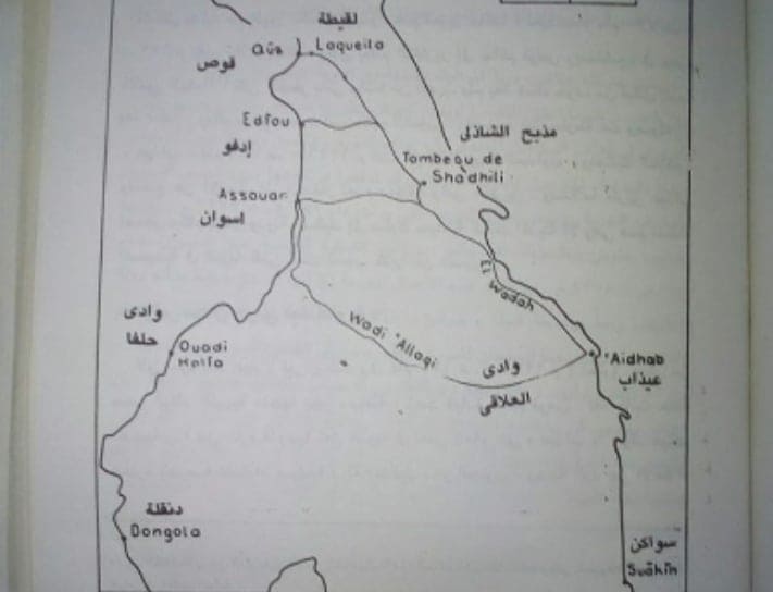 خريطة للطريق البري للحجاج قديمًا- أمدنا بها الدكتور إبراهيم الدسوقي