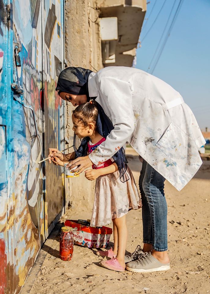 جانب من رسم الجدارية - تصوير: أحمد دريم
