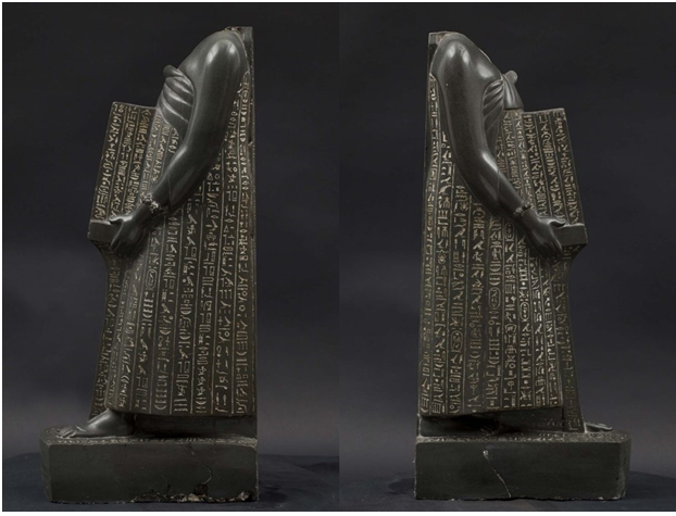 تناولت النقوش التي غطت التمثال سيرته وبعض من مواقفه وذكرياته مع الملوك الذين عاصرهم