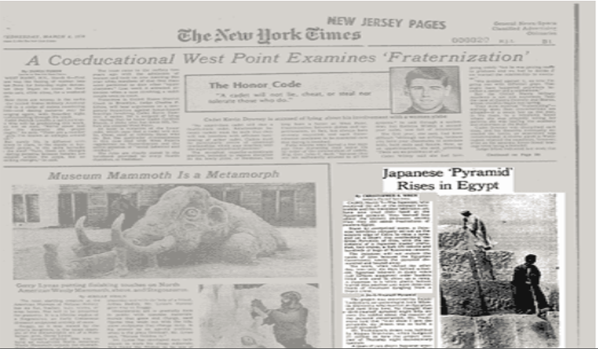 مقال في صحيفة نيويورك تايمز عن هرم البعثة اليابانية بالجيزة بتاريخ 8 مارس 1987 صفحة 20