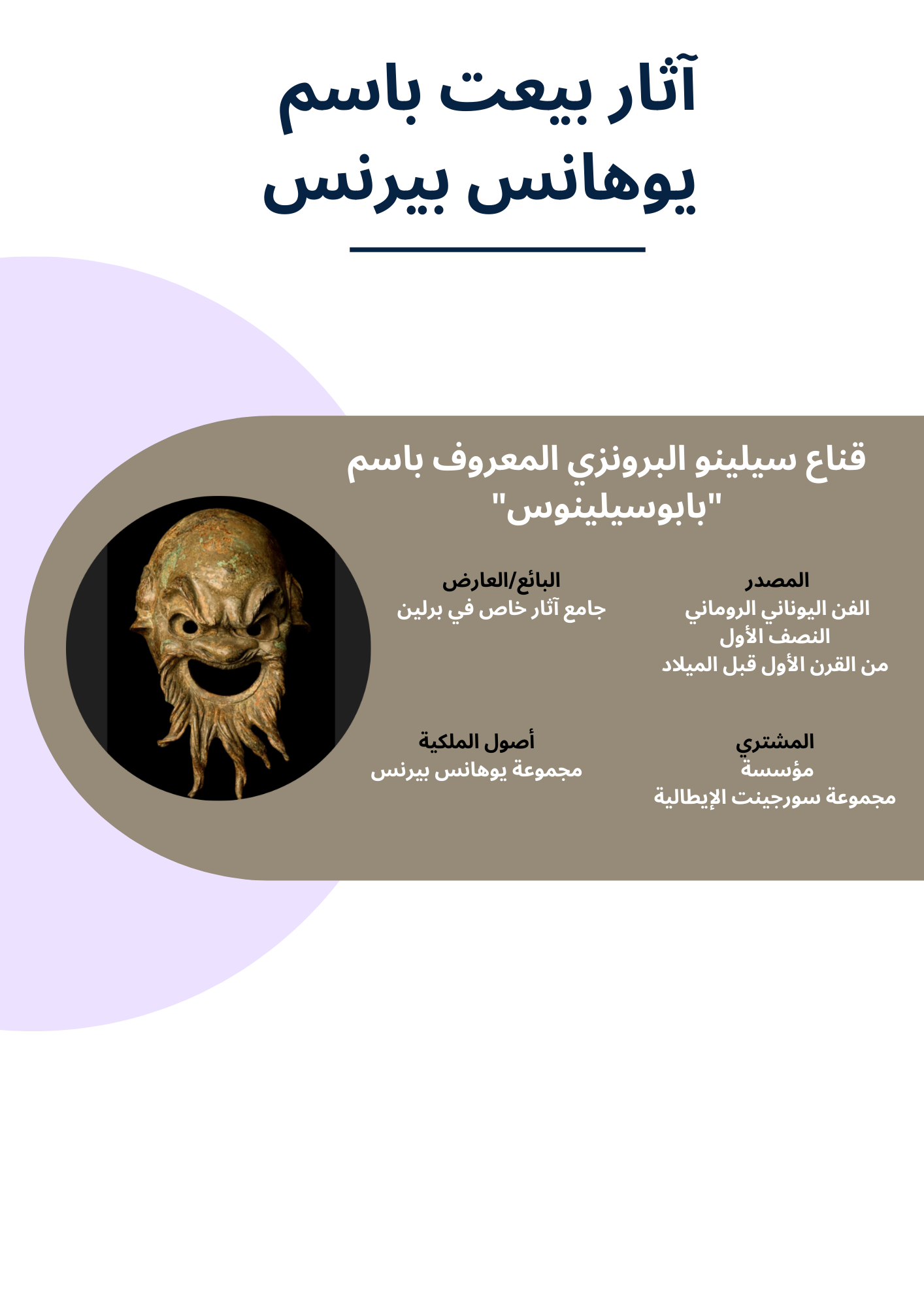 آثار بيعت على أنها من مقتنيات يوهانس بيرنس