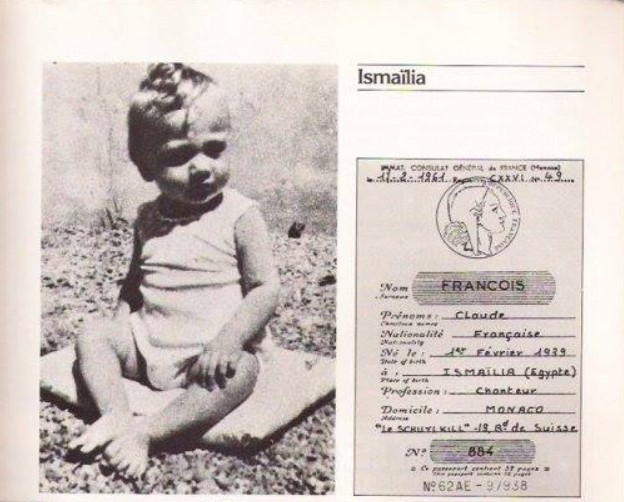 شهادة ميلاد المغني الفرنسي المشهور كلود فرانسوا في محافظة الإسماعيلية