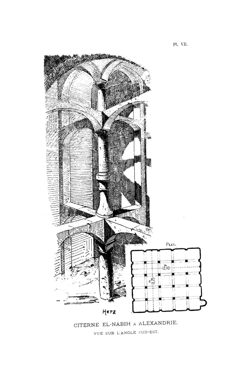 من رسم "ماكس هرتز" باشا لجزء من الصهريج ومسقط أفقي «هرتز باشا»: معماري له فضل كبير على تراث العمارة الإسلامية في مصر