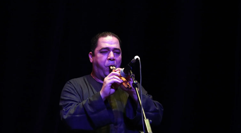 عازف الأرغول أمين شاهين.. تصوير: محمد عوض