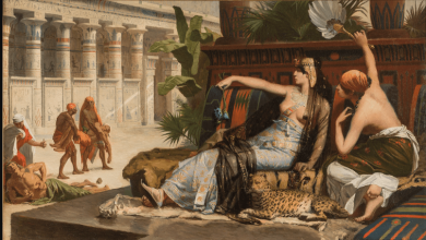 ألكسندر كابانيل، كليوباترا تجرّب السموم على المحكوم عليهم بالإعدام، 1883، زيت على قماش، 59 × 100 سم، باريس، معرض ميشيل ديسكور