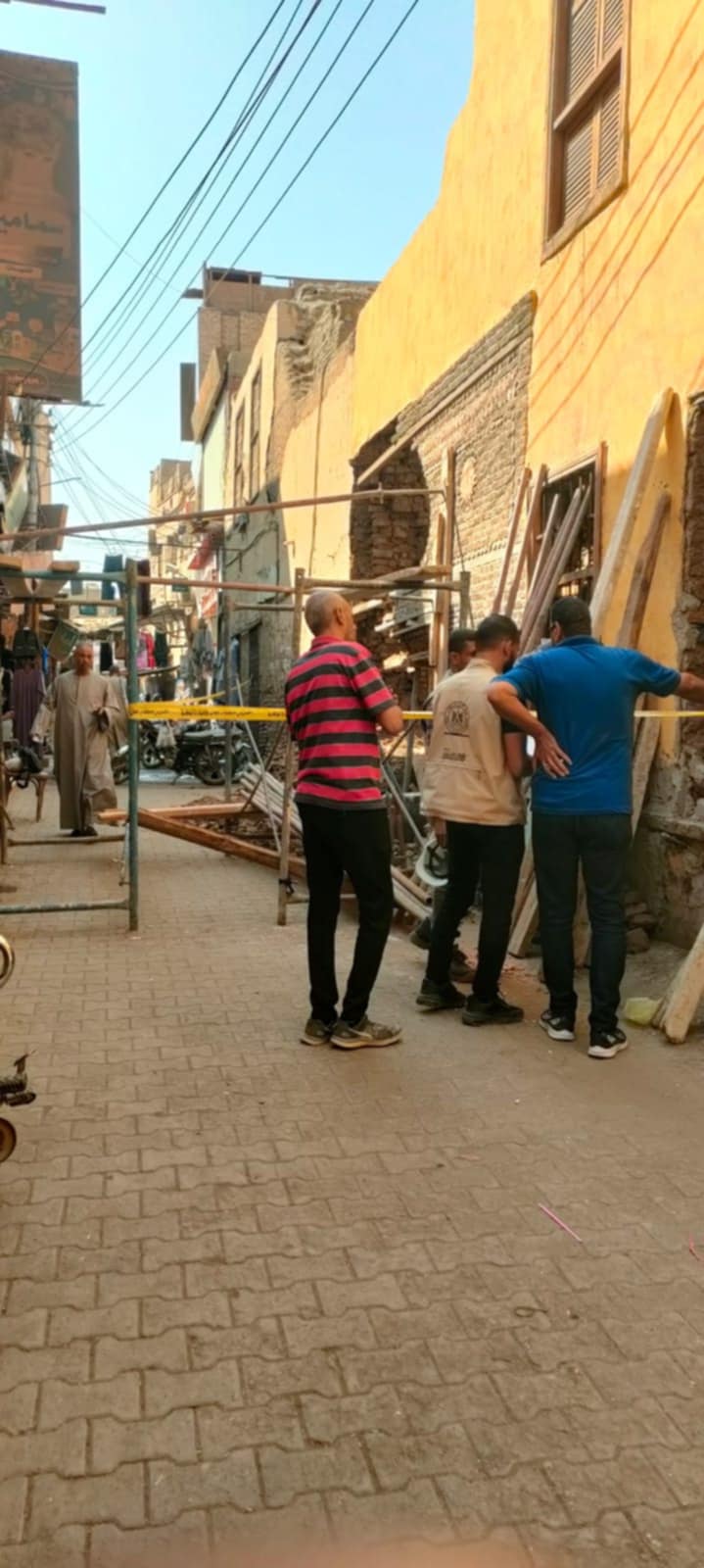أعمال ترميم الواجهة.. الصورة من د. عمر الكوتري، مسؤول بمنطقة الآثار الإسلامية والقبطية بإسنا