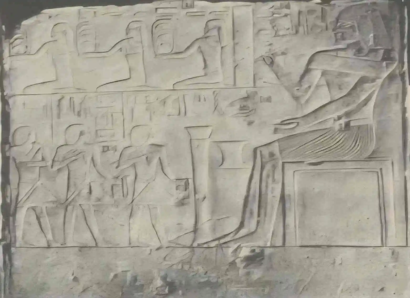 الجزء المسروق من اللوحة الأثرية من جدران مقبرة خنتي كا بسقارة.. الصورة من مصدر بوزارة السياحة والآثار