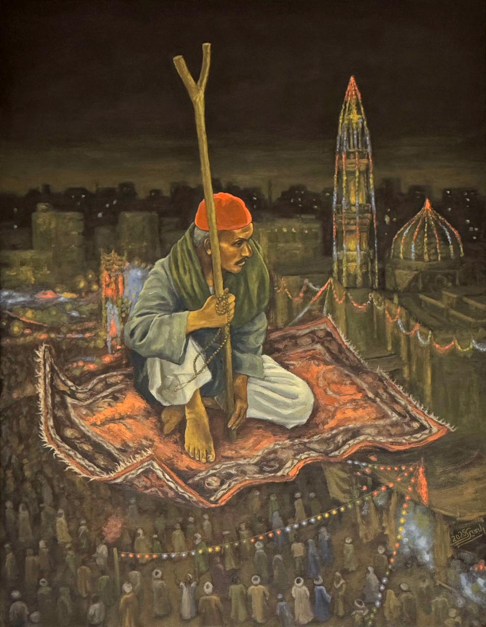 عمل فني للفنان محمد البحيري من معرضه مولد يا دنيا.. الصورة من الفنان