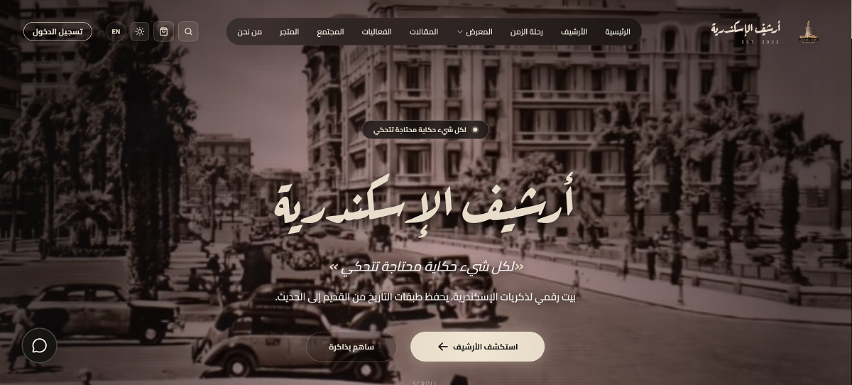 موقع أرشيف الإسكندرية.. الصورة سكرين شوت من الموقع
