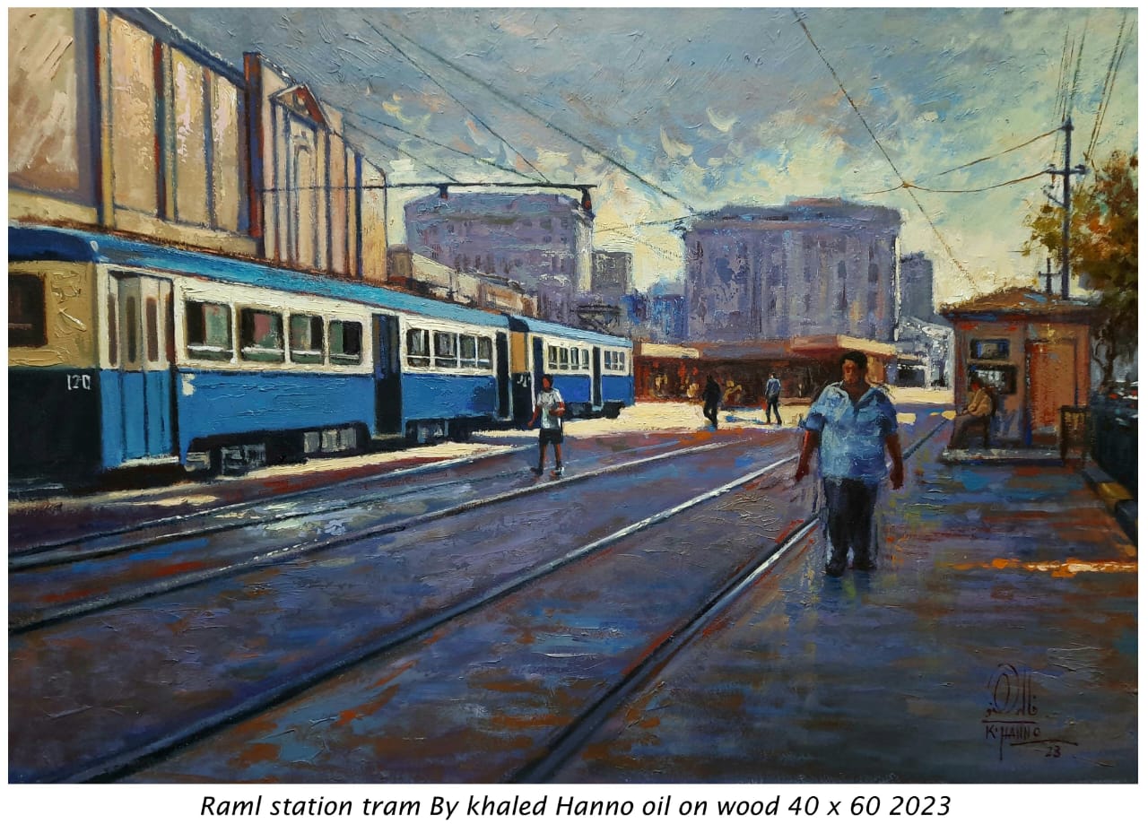 من أعمال الفنان السكندري خالد هنو عن ترام الإسكندرية.. الصورة بإذن خاص منه