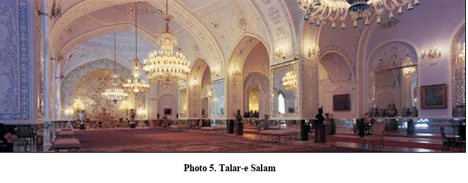 قاعة تالار بقصر جولستان.. المصدر وثيقة قدمتها إيران لمنظمة اليونسكو لتسجيل القصر