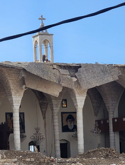 كنيسة القديس جورج في لبنان بعد التدمير