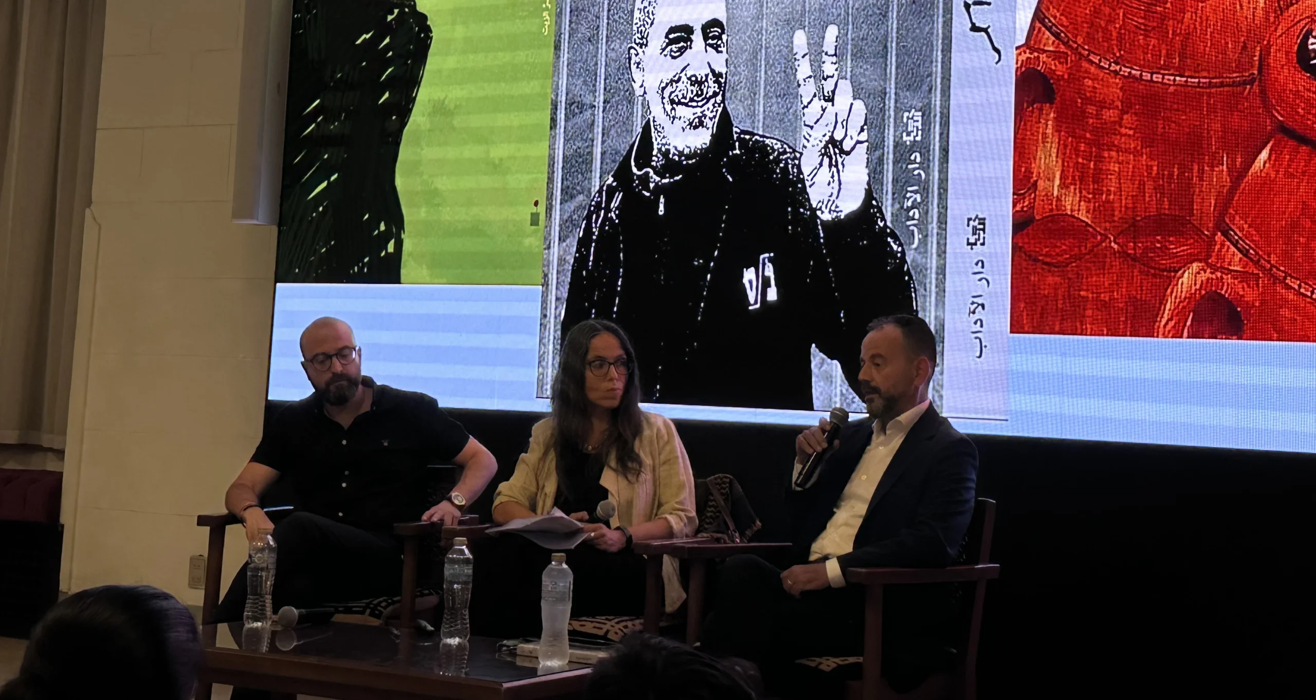 ناصر أبو سرور و دينا حشمت وباسم خندقجي تصوير: آية السمالوسي