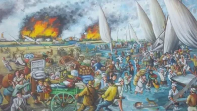 لوحة "عندما كنت مهاجرا للفنان مصطفى العزبي".. الصورة من صفحة فيس بوك