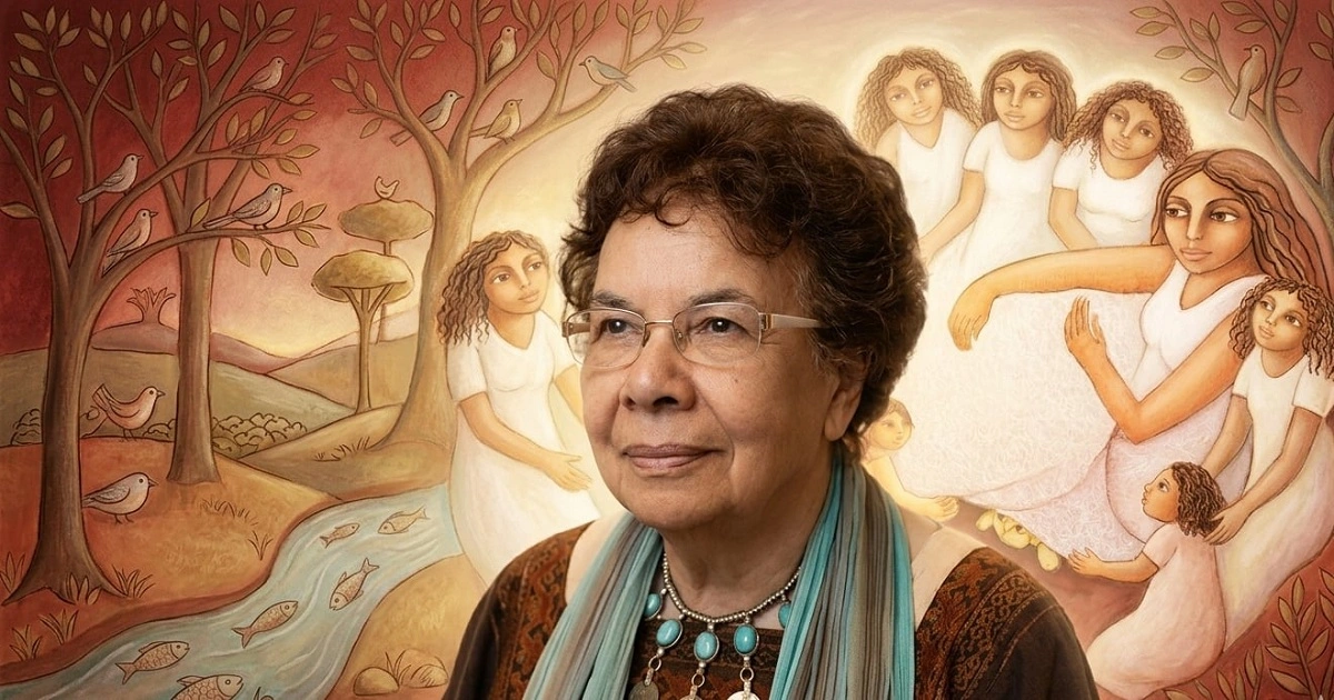 الفنانة التشكيلية الراحلة د. زينب السجيني.. الصورة مولدة بواسطة الذكاء الاصطناعي ومستوحاة من أعمالها الفنية